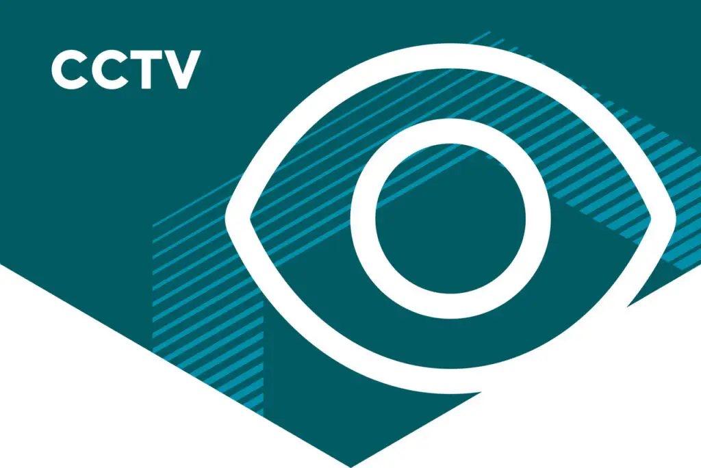CCTV infographic with eye icon on blue background
